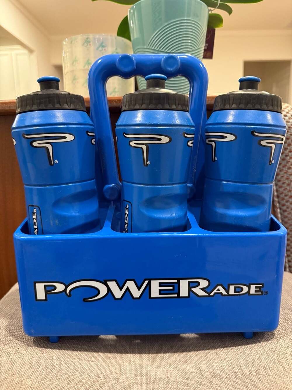 Blue Powerade Caddy w/3 Sports Bottle Carrier Carry Tote Vintage